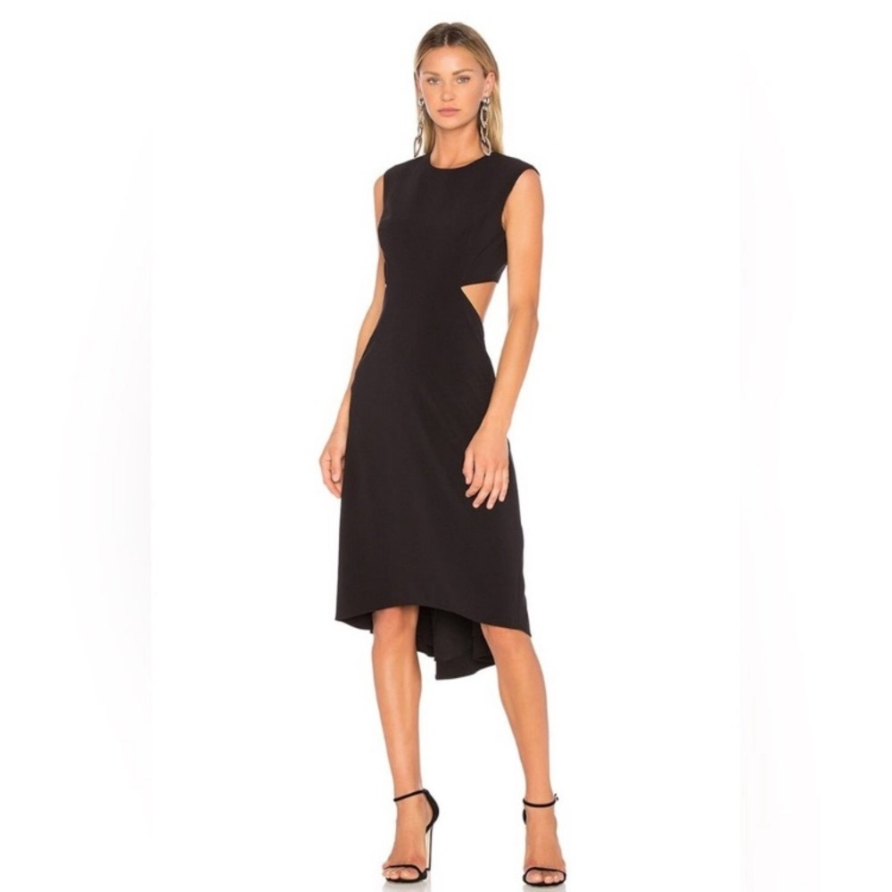 Halston Heritage Black Open Back Cutout Cocktail Knee Length Dress Size 10